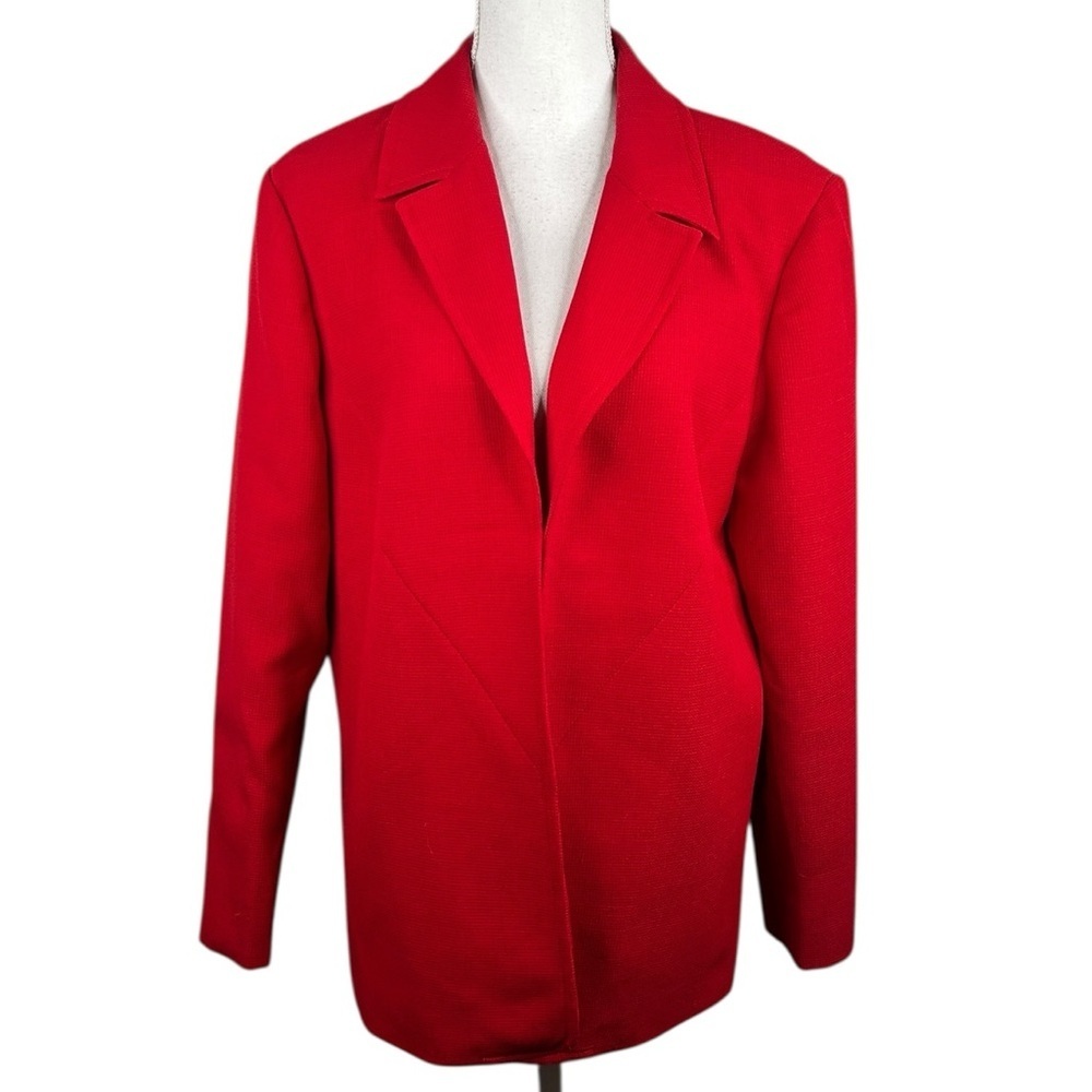 Coldwater‎ Creek Red Business Career Festive Open Classic Blazer Jacket Size L